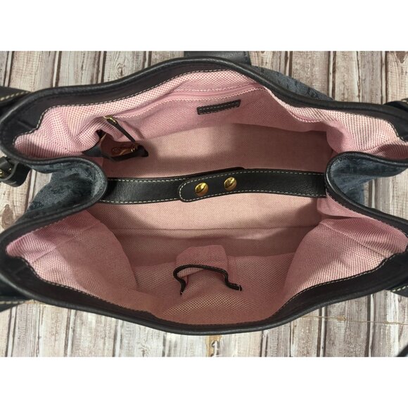 Dooney & Bourke Signature Logo Lock Handbag Large Purse Bag color Navy Blue - Picture 8 of 10